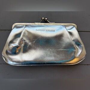 Lauren Merkin Vintage-Style Silver Metallic Frame Clutch